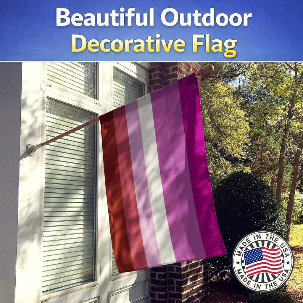 Lesbian Pride House Flag 28x40 Porch Sleeve Pole Decorative Outside Yard Banner Artwork Wall Hanging, Polyester