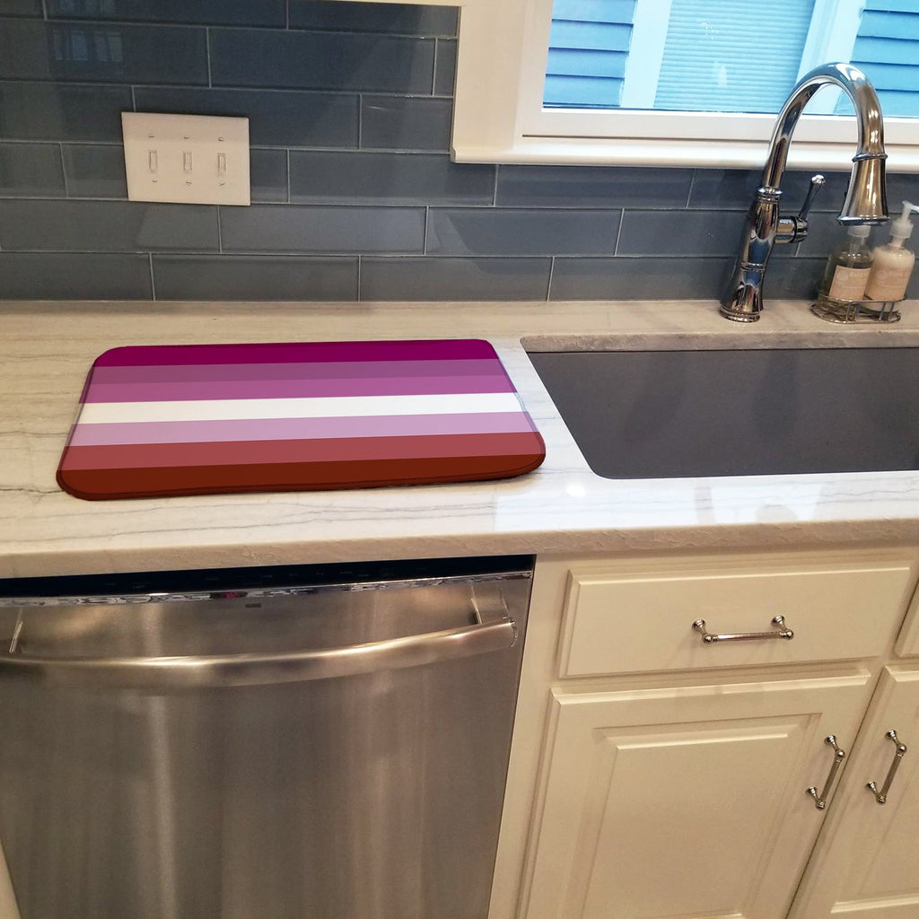 Lesbian Pride Dish Drying Mat Absorbent Dish Drying Mat Pad for Kitchen Counter Dish Drainer Mat for Countertop, 14 x 21", Multicolor