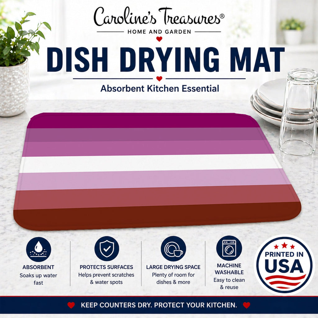 Lesbian Pride Dish Drying Mat Absorbent Dish Drying Mat Pad for Kitchen Counter Dish Drainer Mat for Countertop, 14 x 21", Multicolor