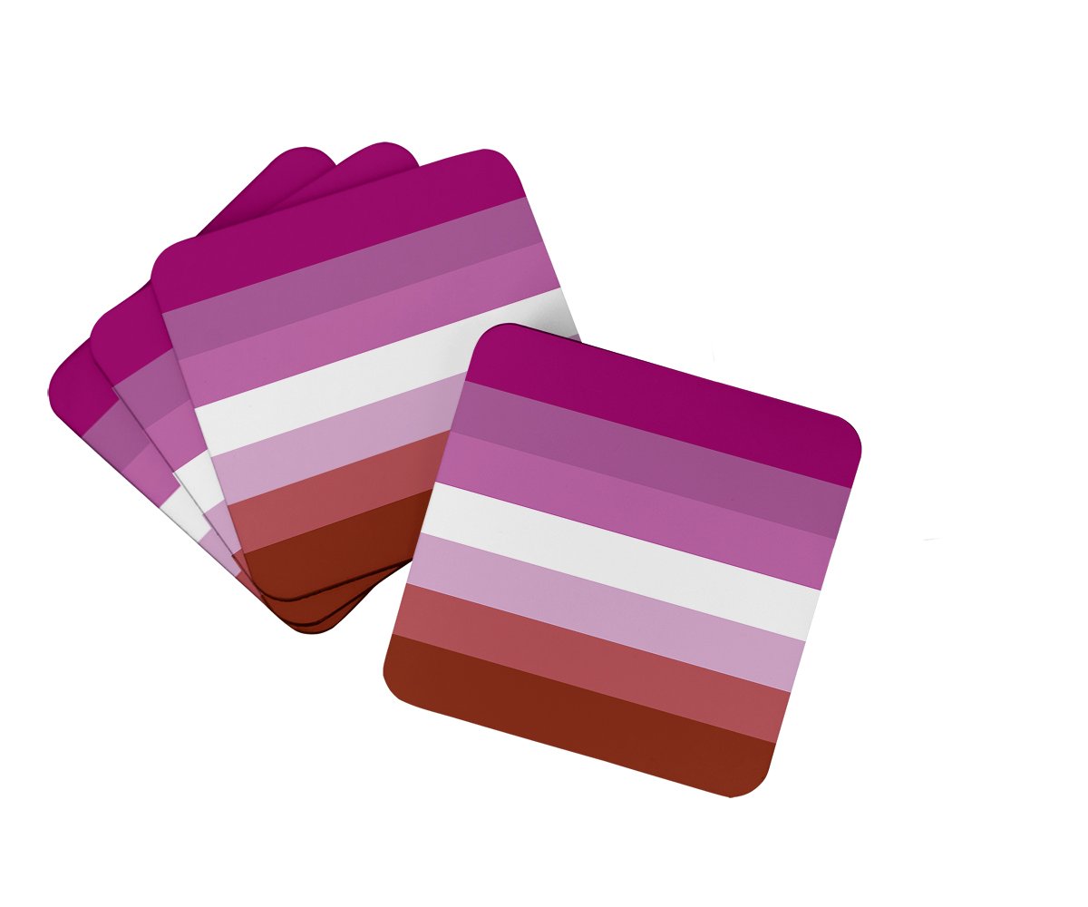 Lesbian Pride Foam Coasters Set of 4 Cup Coasters for Indoor Outdoor, Tabletop Protection, Anti Slip, Mouse pad Material