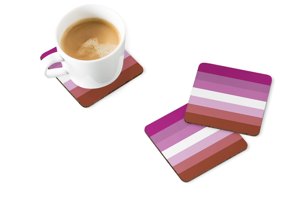 Lesbian Pride Foam Coasters Set of 4 Cup Coasters for Indoor Outdoor, Tabletop Protection, Anti Slip, Mouse pad Material