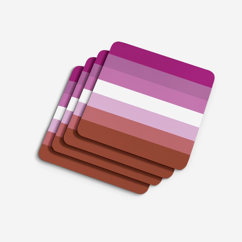 Lesbian Pride Foam Coasters Set of 4 Cup Coasters for Indoor Outdoor, Tabletop Protection, Anti Slip, Mouse pad Material