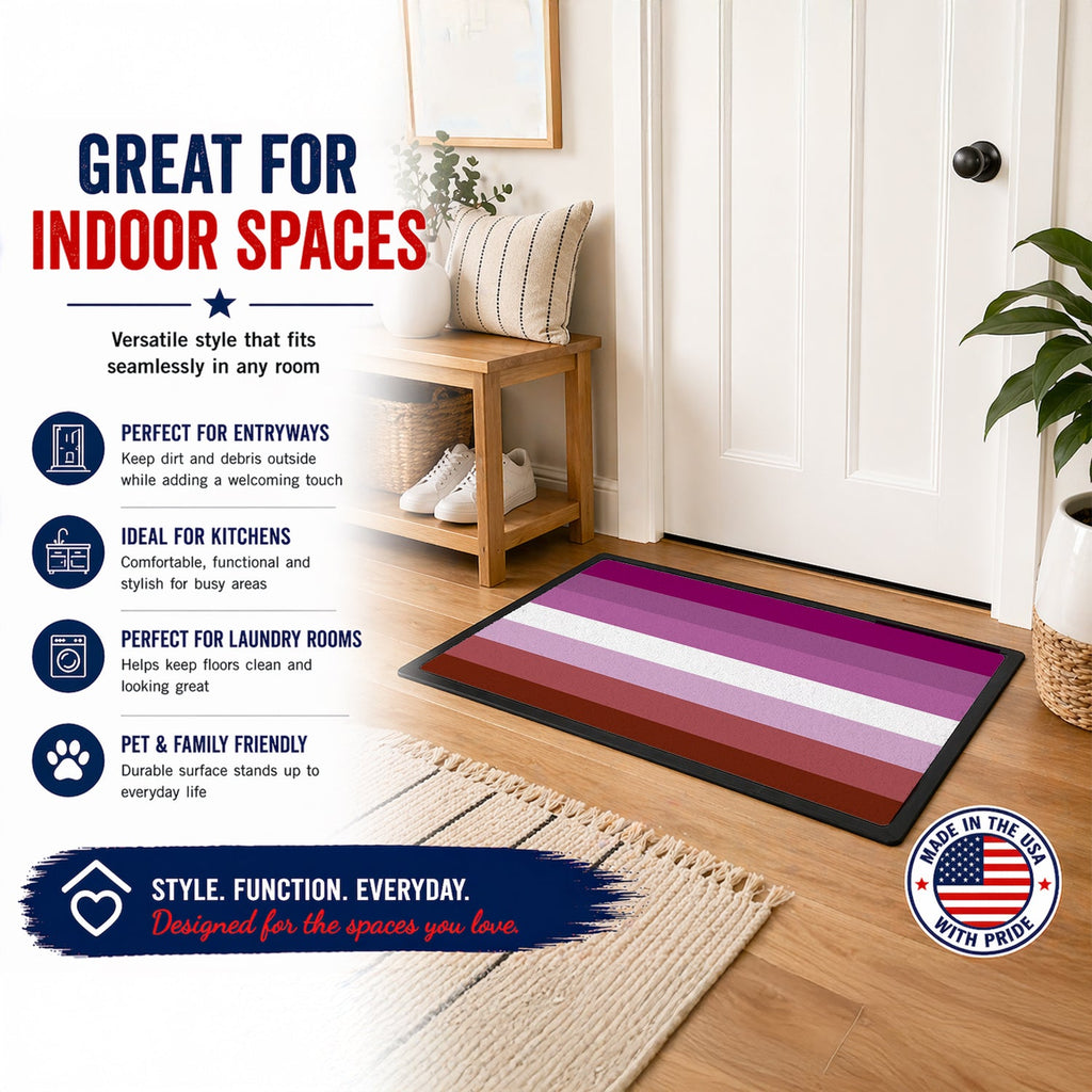 Lesbian Pride Doormat Indoor Outdoor 24H X 36W Front Door Mat Rugs for Entryway, Non Slip Washable Low Pile,