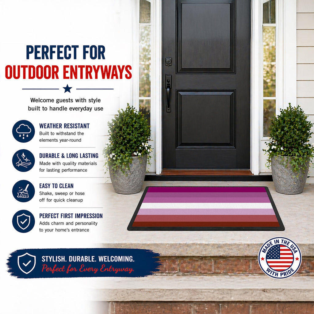Lesbian Pride Doormat Indoor Outdoor 18H X 27W Front Door Mat Rugs for Entryway, Non Slip Washable
