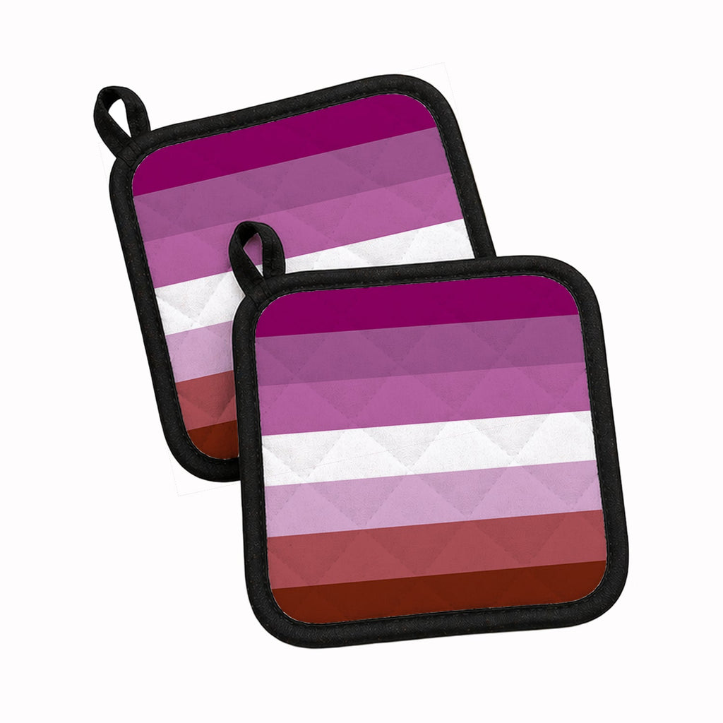 Lesbian Pride Pot Holder Set of 2 Heat Resistant Quilted Hot Pads 7.5 x 7.5 Inch, Insulated Kitchen Trivets for Cooking & Baking