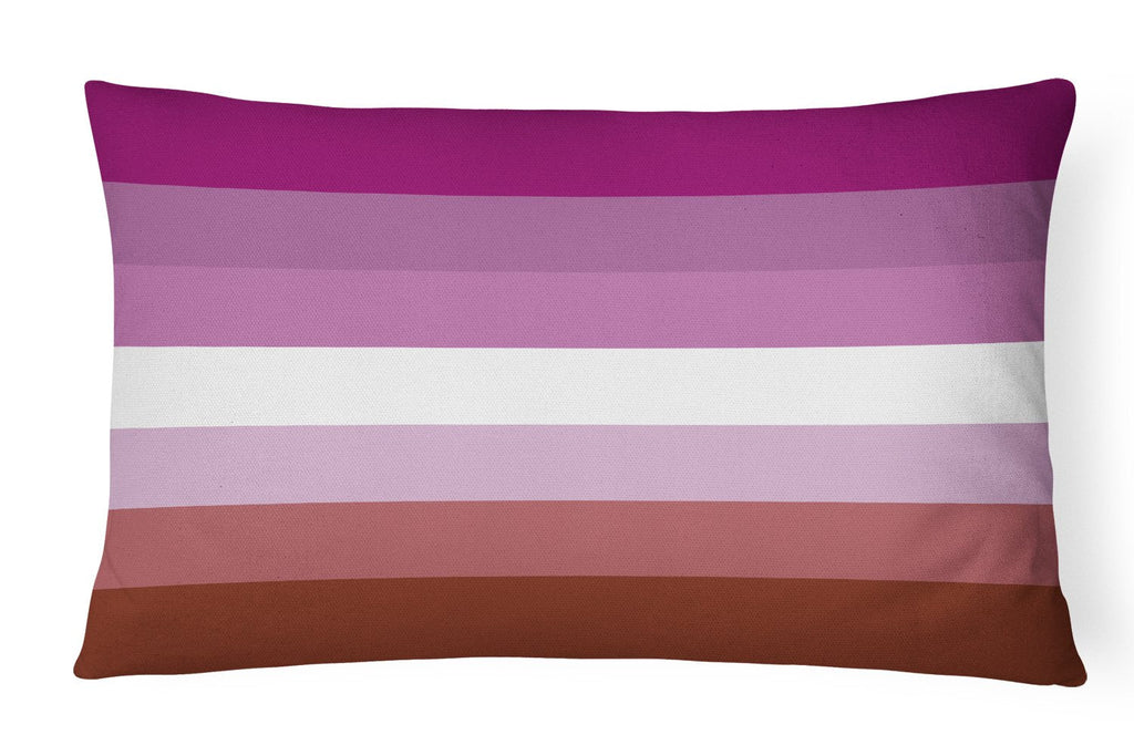 Lesbian Pride Decorative Throw Pillow 12x16 Indoor Outdoor Accent Cushion, Fabric Cover with Insert for Sofa, Bed, Porch & Living Room
