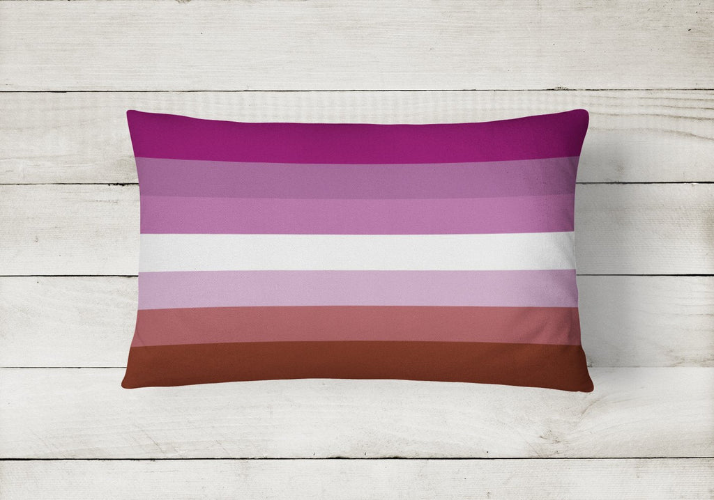 Lesbian Pride Decorative Throw Pillow 12x16 Indoor Outdoor Accent Cushion, Fabric Cover with Insert for Sofa, Bed, Porch & Living Room