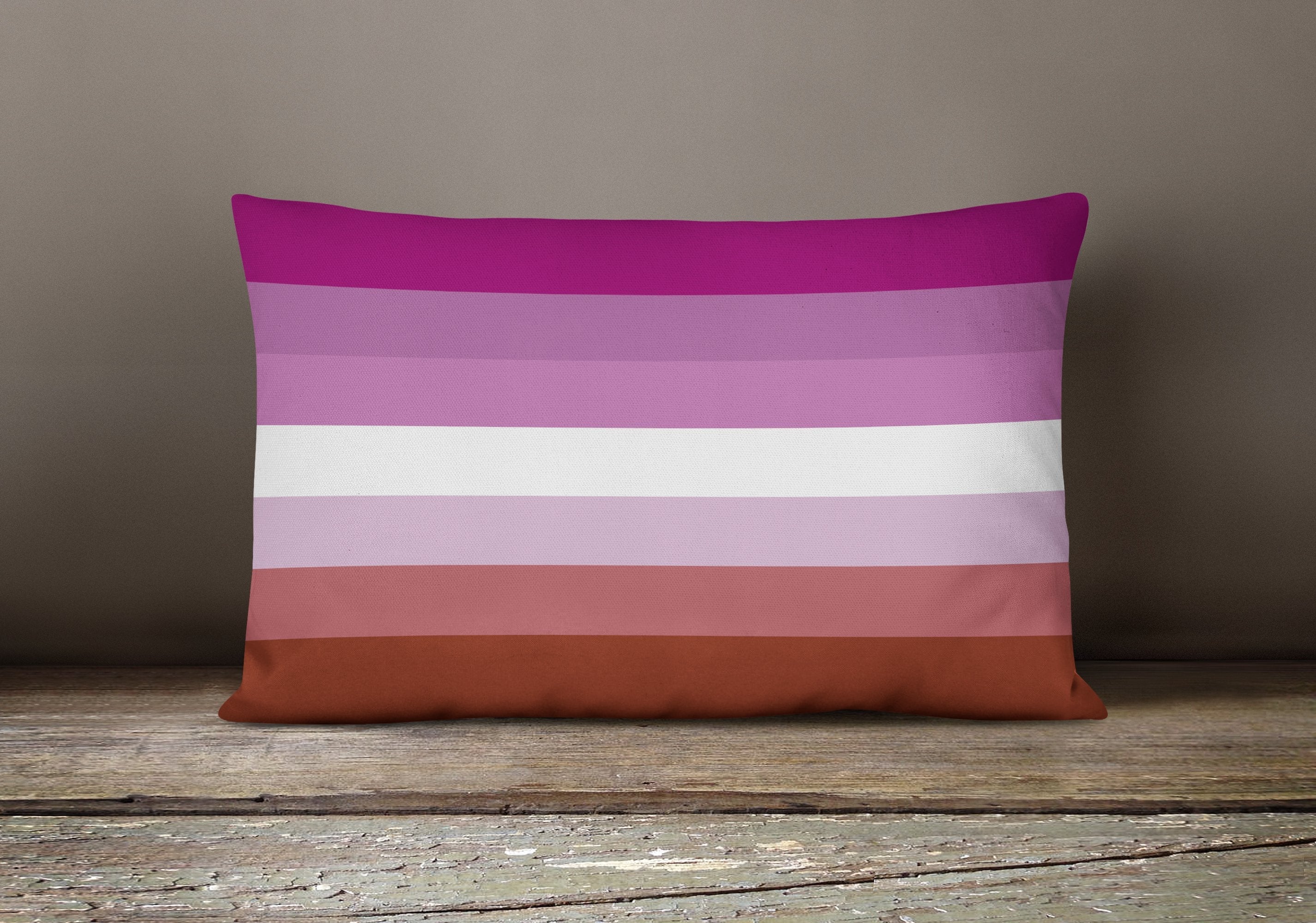 Lesbian Pride Decorative Throw Pillow 12x16 Indoor Outdoor Accent Cushion, Fabric Cover with Insert for Sofa, Bed, Porch & Living Room