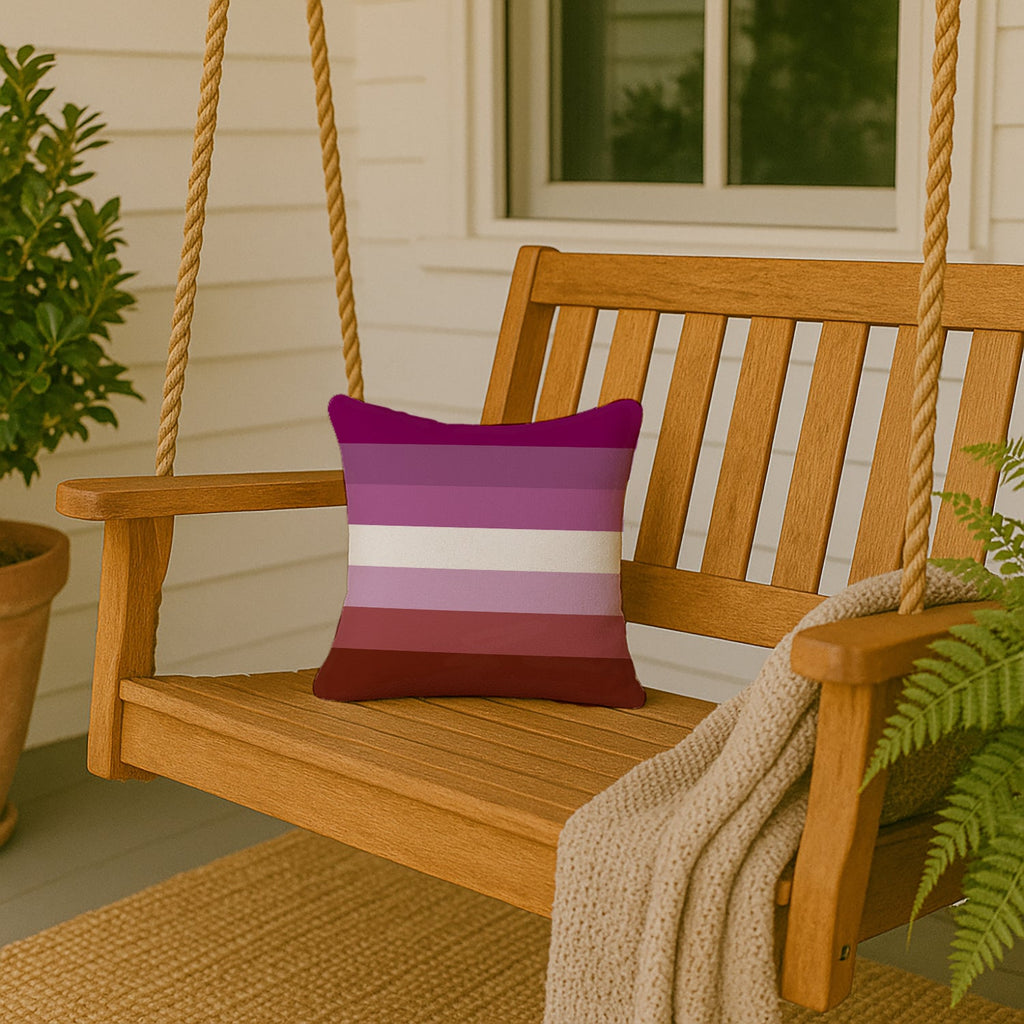 Lesbian Pride Decorative Throw Pillow 14x14 Indoor Outdoor Accent Cushion, Fabric Cover with Insert for Sofa, Bed, Porch & Living Room