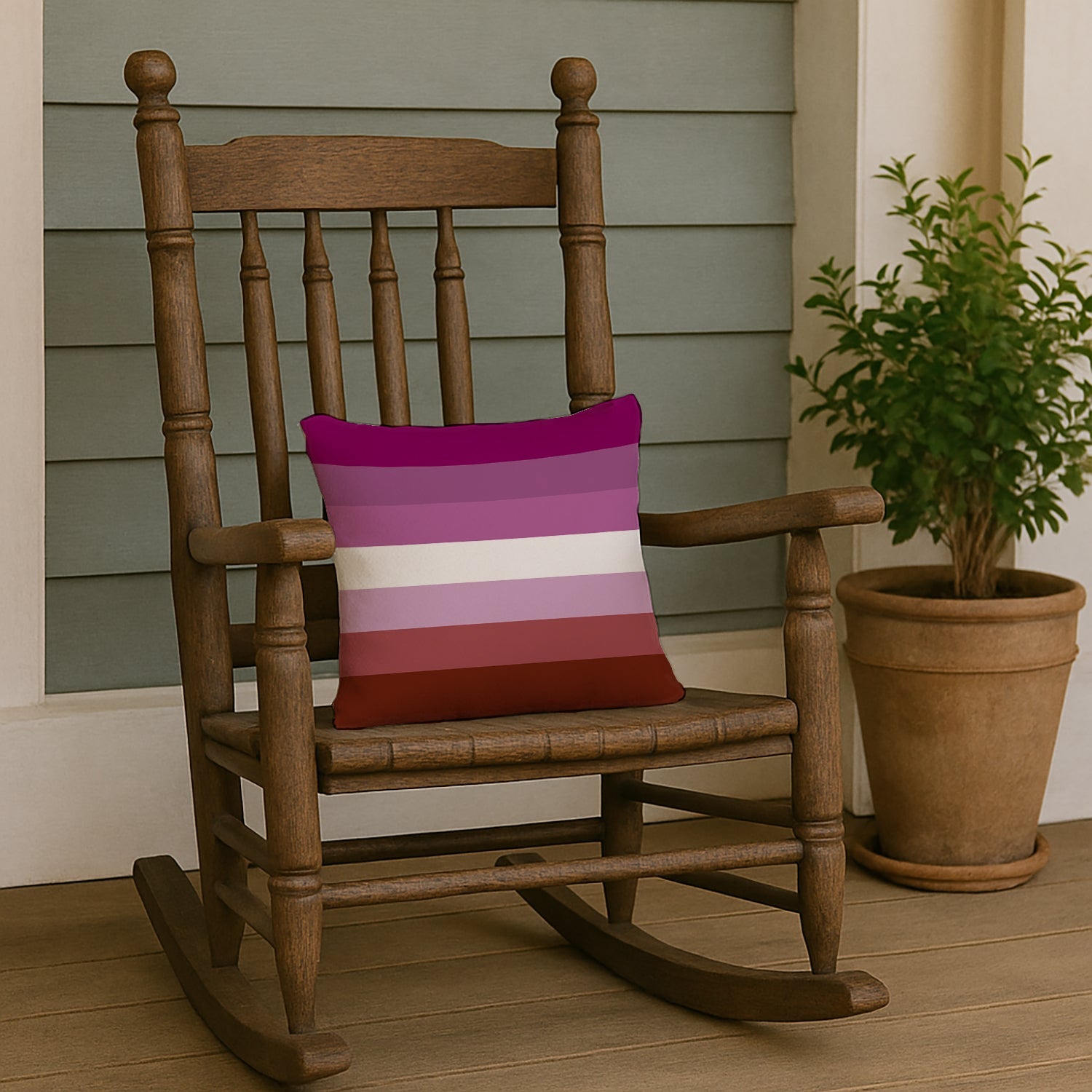 Lesbian Pride Decorative Throw Pillow 14x14 Indoor Outdoor Accent Cushion, Fabric Cover with Insert for Sofa, Bed, Porch & Living Room