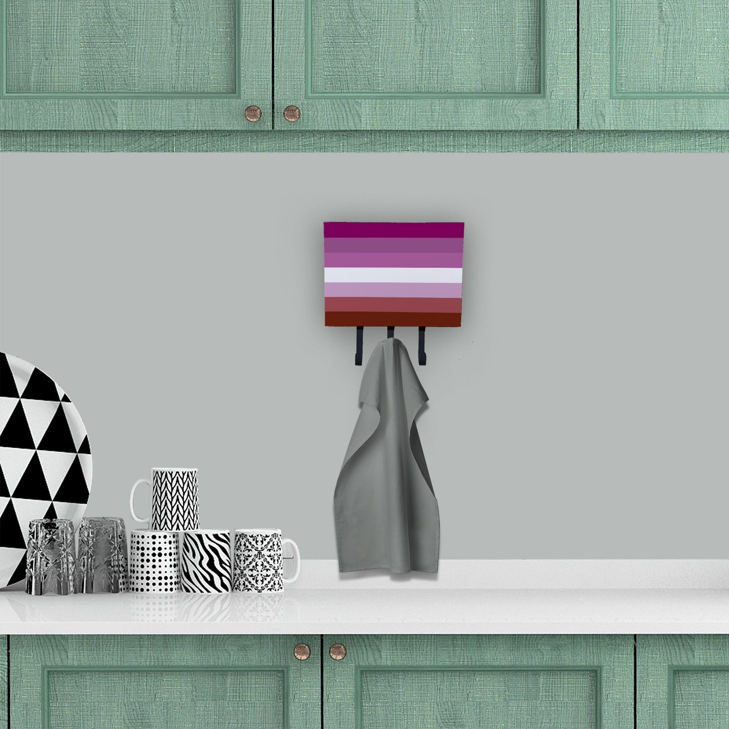Lesbian Pride Leash or Key Holder Wall Hooks, Coat Rack Wall Mount, for Hanging Keys, Towels, Aprons, Leashes