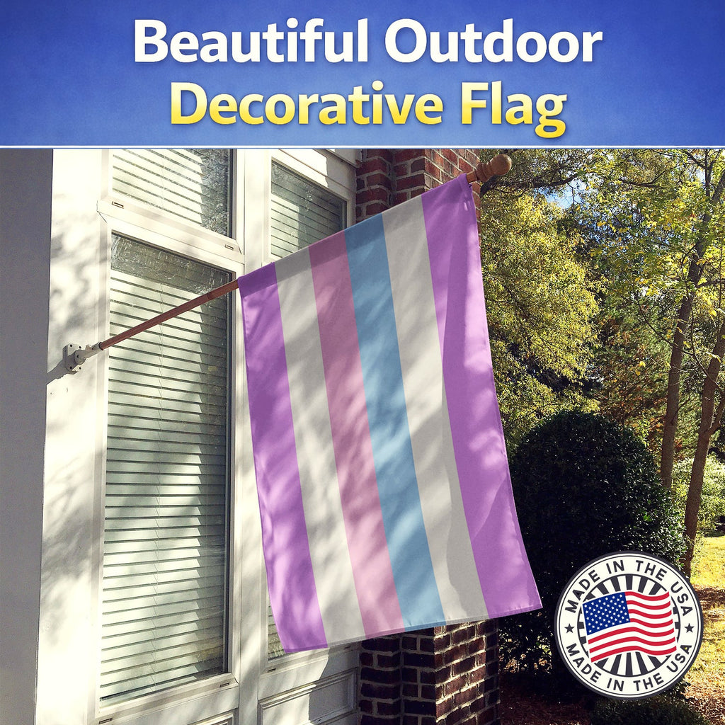 Bigender Pride House Flag 28x40 Porch Sleeve Pole Decorative Outside Yard Banner Artwork Wall Hanging, Polyester