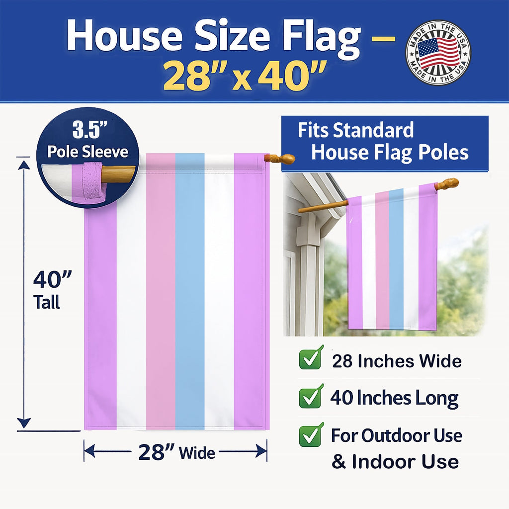 Bigender Pride House Flag 28x40 Porch Sleeve Pole Decorative Outside Yard Banner Artwork Wall Hanging, Polyester