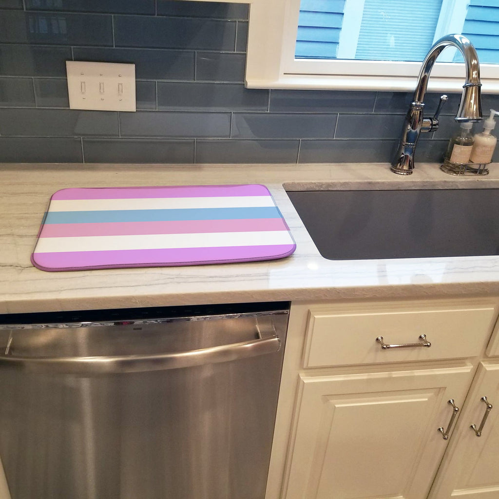Bigender Pride Dish Drying Mat Absorbent Dish Drying Mat Pad for Kitchen Counter Dish Drainer Mat for Countertop, 14 x 21", Multicolor