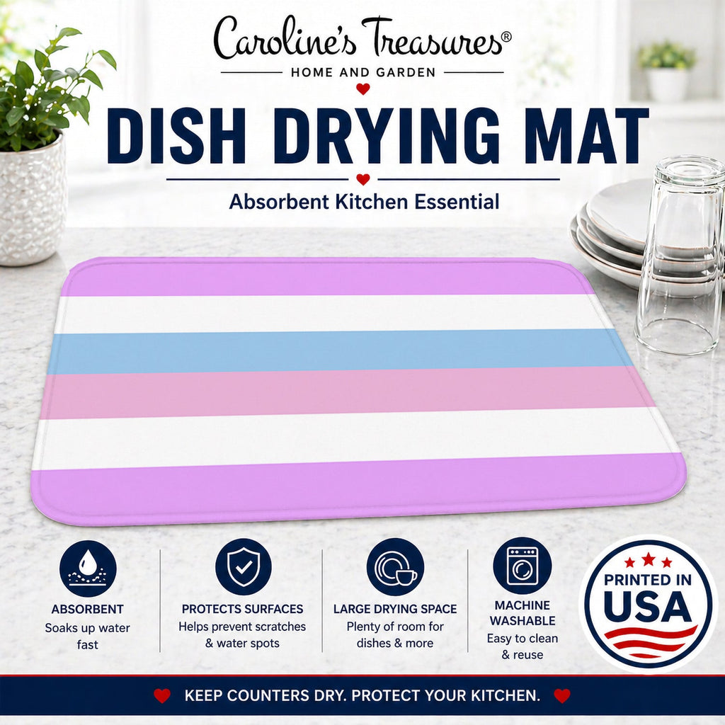 Bigender Pride Dish Drying Mat Absorbent Dish Drying Mat Pad for Kitchen Counter Dish Drainer Mat for Countertop, 14 x 21", Multicolor