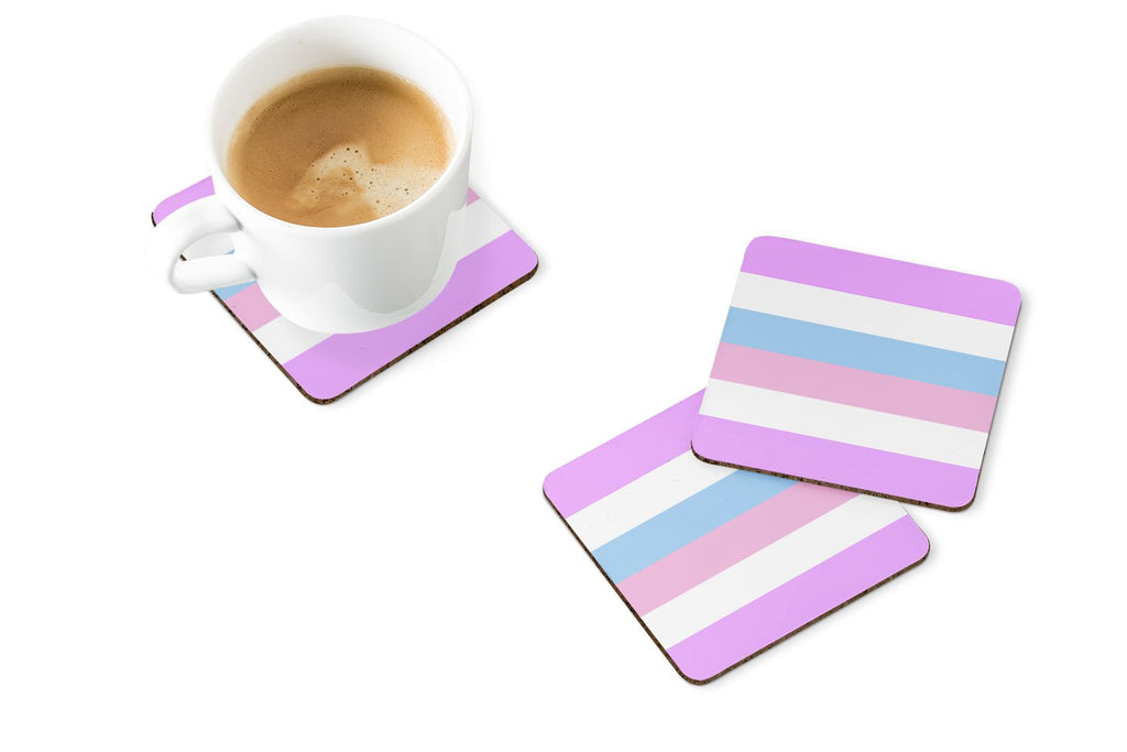 Bigender Pride Foam Coasters Set of 4 Cup Coasters for Indoor Outdoor, Tabletop Protection, Anti Slip, Mouse pad Material