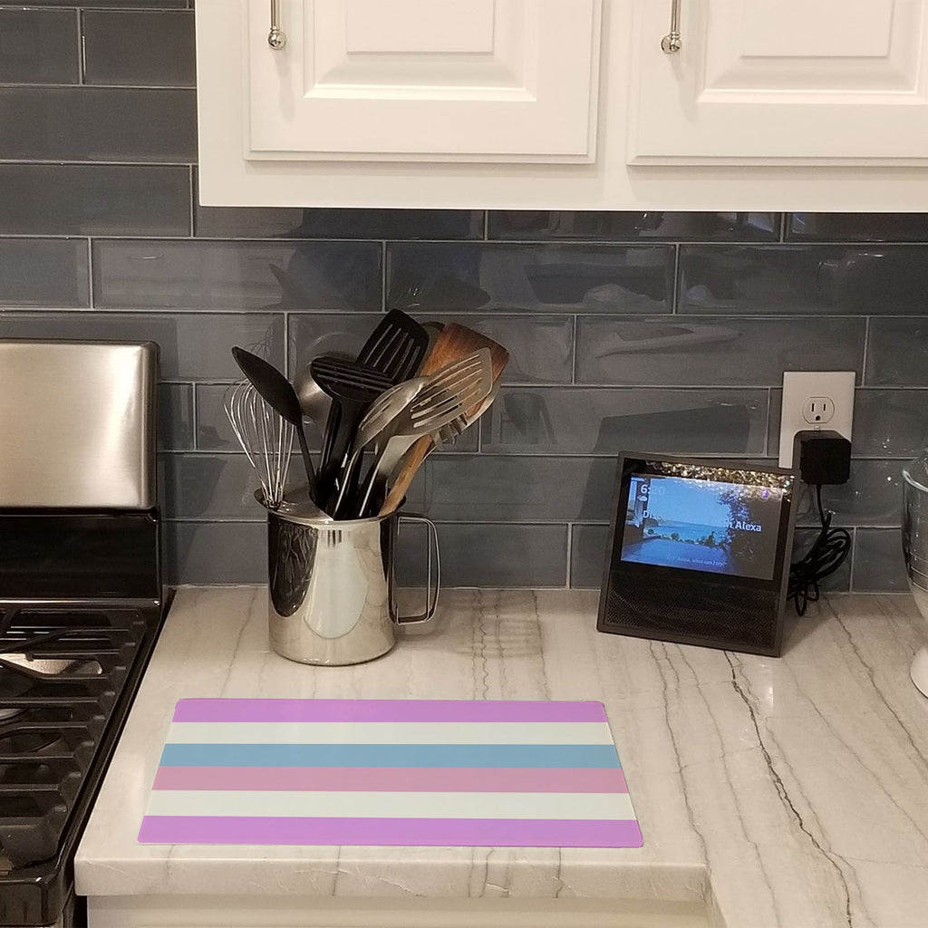 Bigender Pride Cutting Board Tempered Glass Kitchen Cutting Surface, Heat Resistant Chopping, Non-Slip Feet, Food Prep & Serving