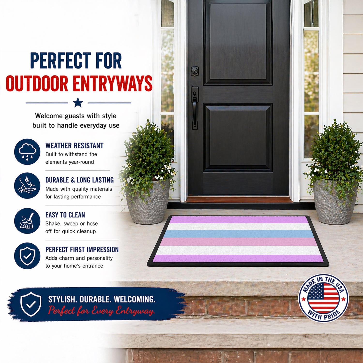 Bigender Pride Doormat Indoor Outdoor 18H X 27W Front Door Mat Rugs for Entryway, Non Slip Washable