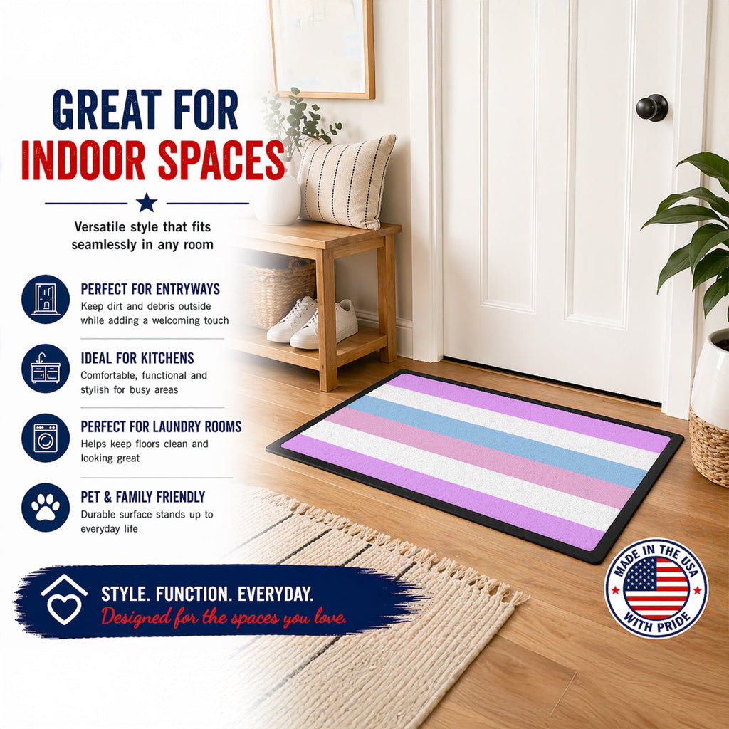 Bigender Pride Doormat Indoor Outdoor 18H X 27W Front Door Mat Rugs for Entryway, Non Slip Washable