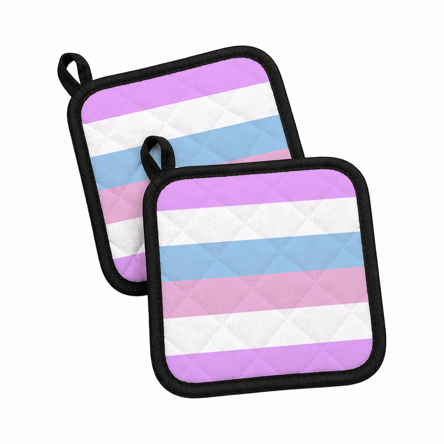 Bigender Pride Pot Holder Set of 2 Heat Resistant Quilted Hot Pads 7.5 x 7.5 Inch, Insulated Kitchen Trivets for Cooking & Baking