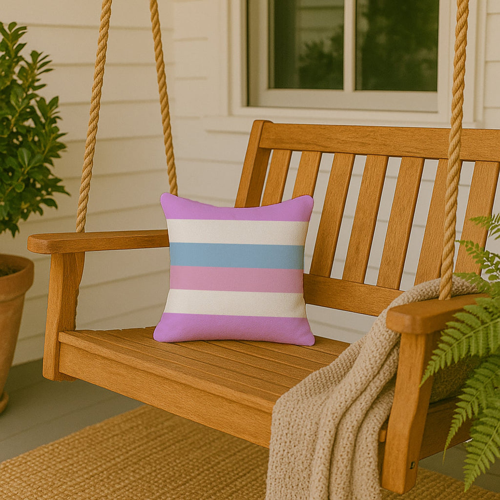 Bigender Pride Decorative Throw Pillow 14x14 Indoor Outdoor Accent Cushion, Fabric Cover with Insert for Sofa, Bed, Porch & Living Room