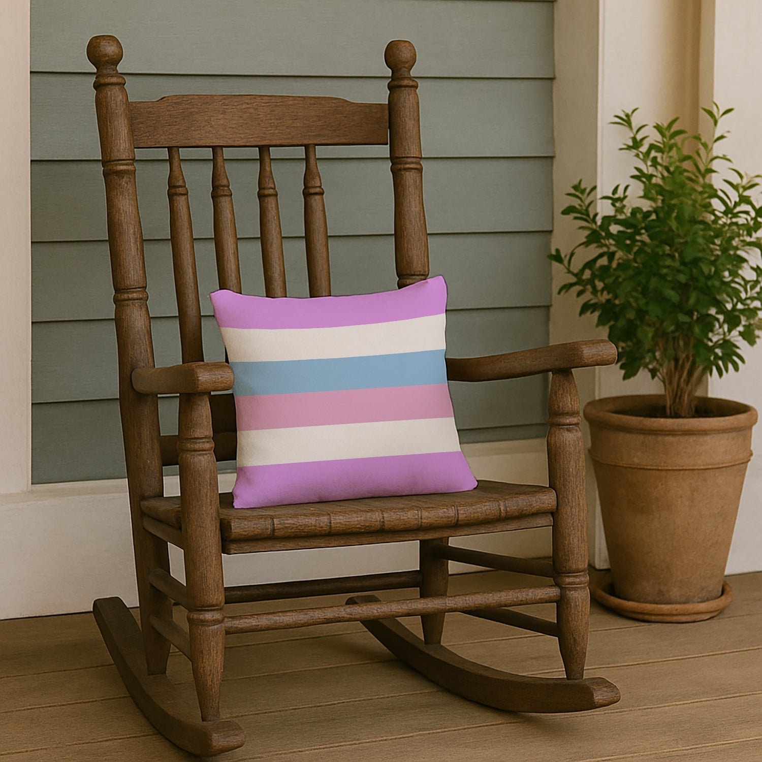 Bigender Pride Decorative Throw Pillow 14x14 Indoor Outdoor Accent Cushion, Fabric Cover with Insert for Sofa, Bed, Porch & Living Room