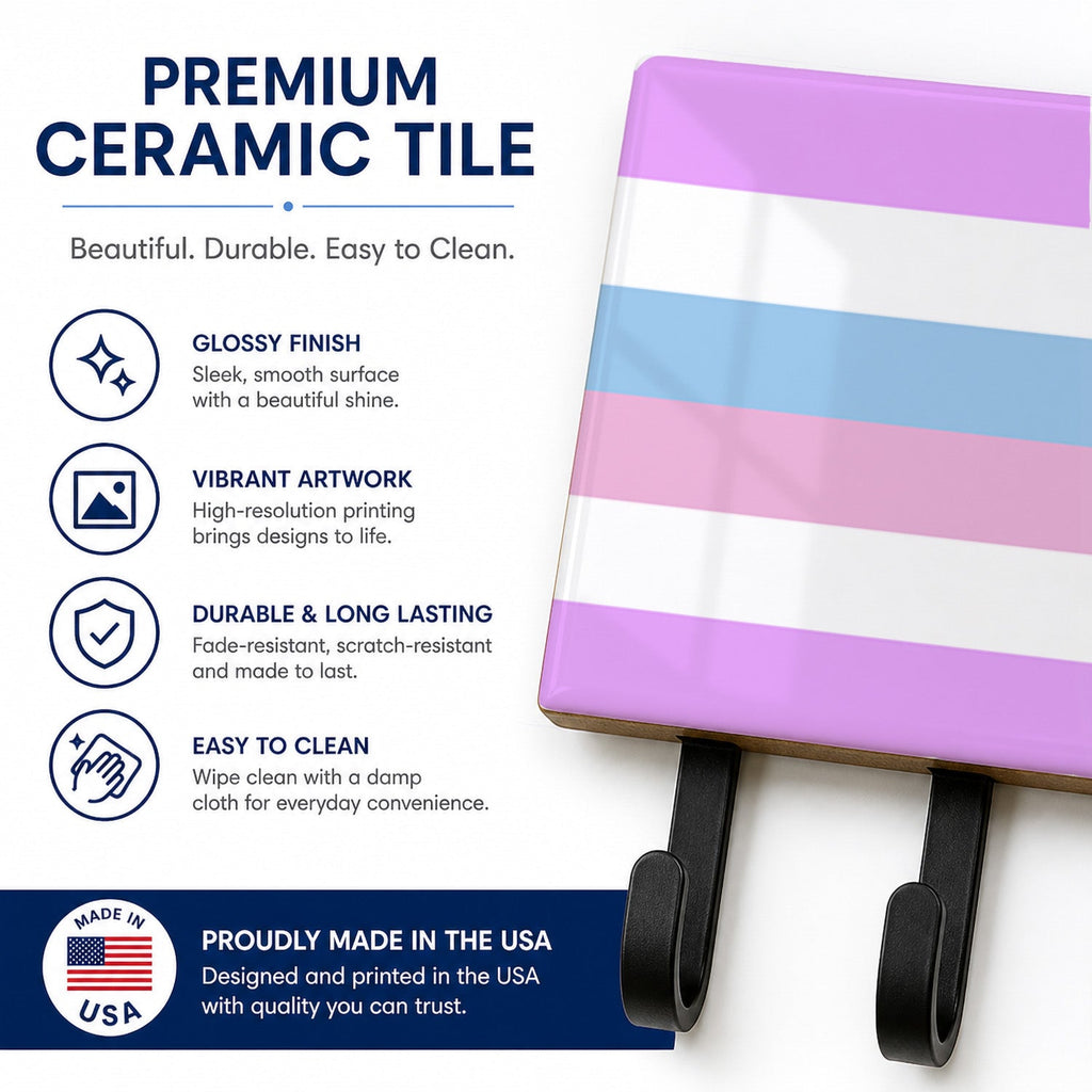 Bigender Pride Leash or Key Holder Wall Hooks, Coat Rack Wall Mount, for Hanging Keys, Towels, Aprons, Leashes