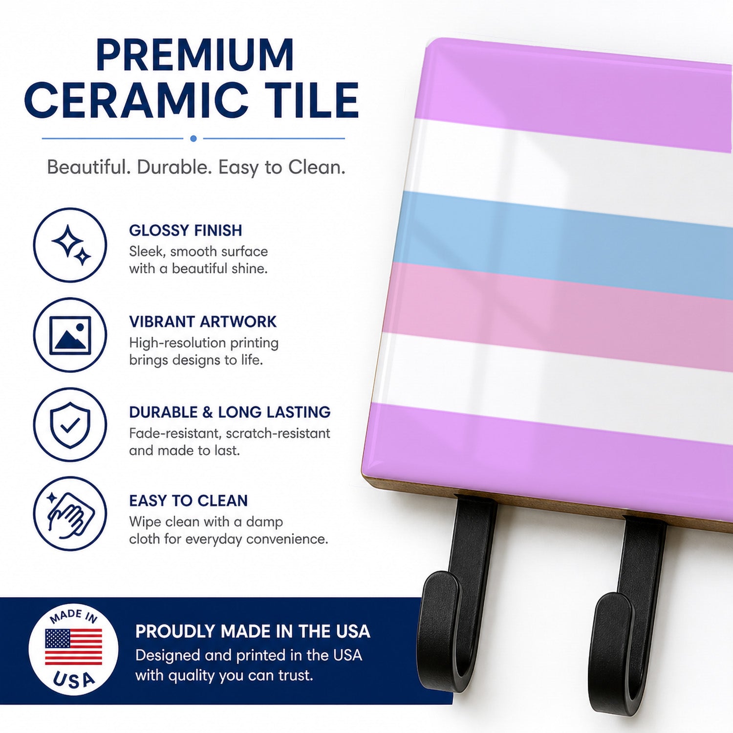 Bigender Pride Leash or Key Holder Wall Hooks, Coat Rack Wall Mount, for Hanging Keys, Towels, Aprons, Leashes