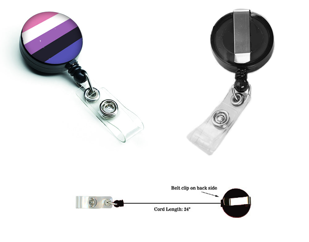 Genderfluid Pride Retractable Badge Reel for Nurses ID Badge Holder with Clip Retractable Employee Badge Holder, Belt Clip