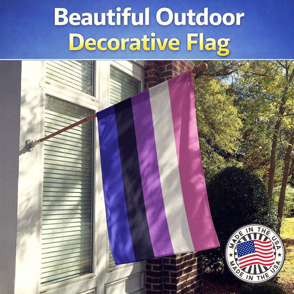 Genderfluid Pride House Flag 28x40 Porch Sleeve Pole Decorative Outside Yard Banner Artwork Wall Hanging, Polyester