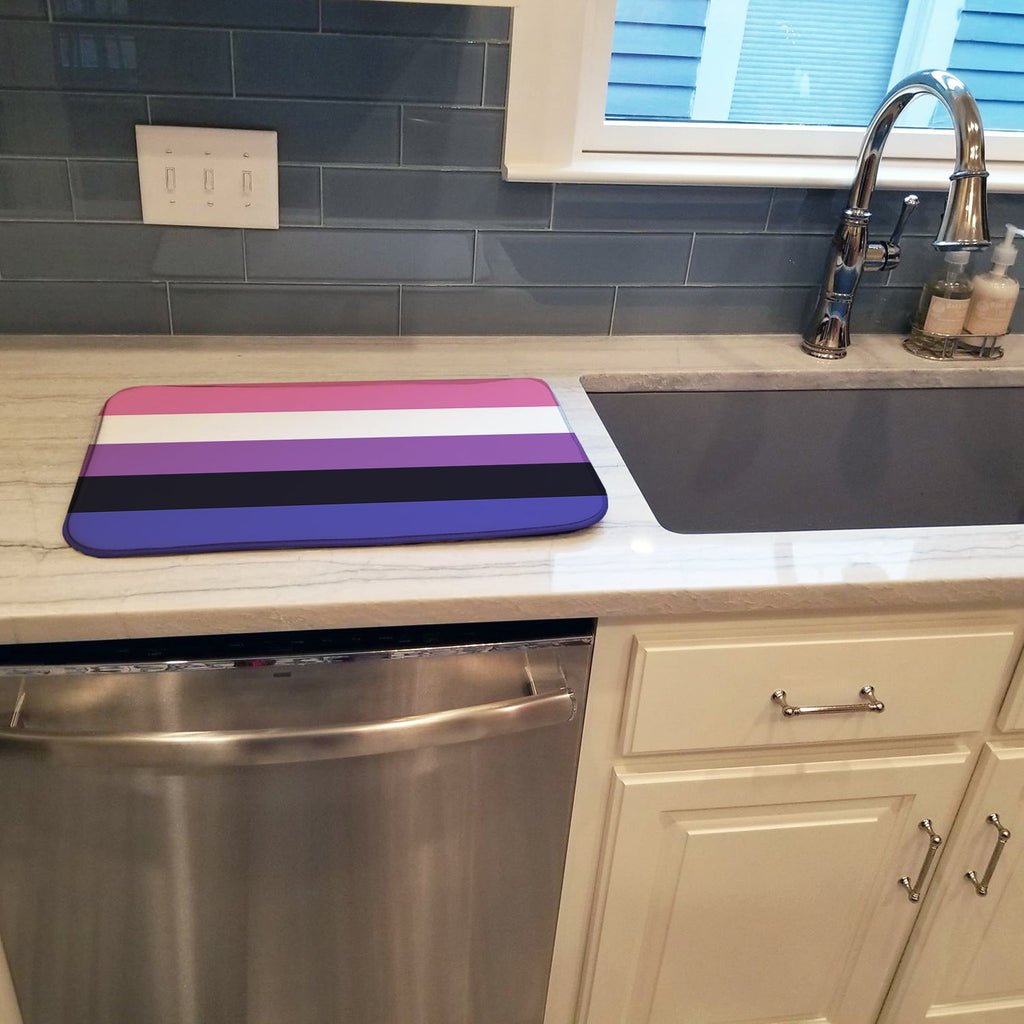 Genderfluid Pride Dish Drying Mat Absorbent Dish Drying Mat Pad for Kitchen Counter Dish Drainer Mat for Countertop, 14 x 21", Multicolor