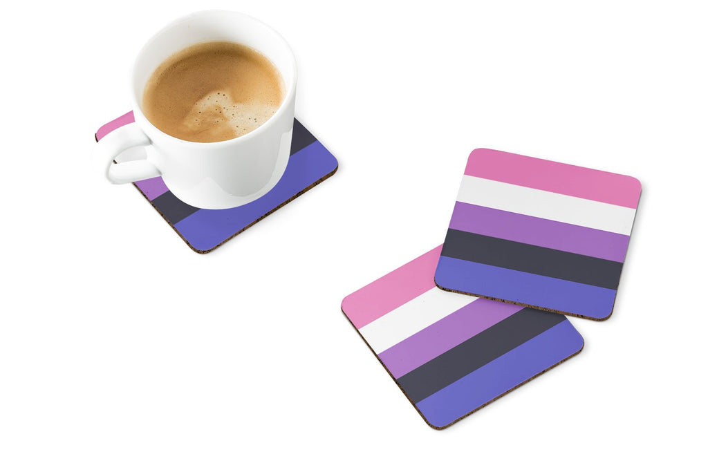 Genderfluid Pride Foam Coasters Set of 4 Cup Coasters for Indoor Outdoor, Tabletop Protection, Anti Slip, Mouse pad Material