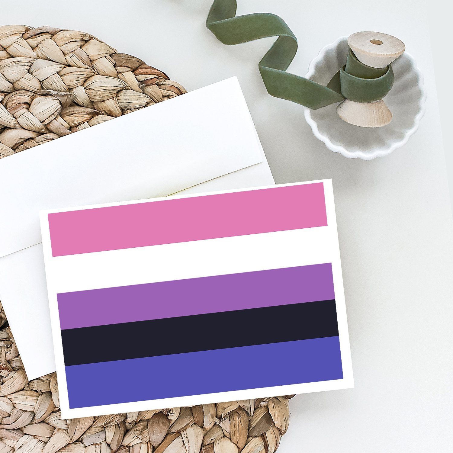 Genderfluid Pride Greeting Cards Pack of 8 Blank Cards with Envelopes Whimsical A7 Size 5x7