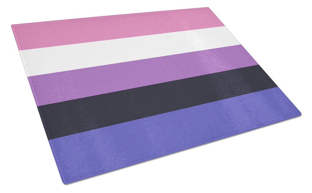 Genderfluid Pride Cutting Board Tempered Glass Kitchen Cutting Surface, Heat Resistant Chopping, Non-Slip Feet, Food Prep & Serving