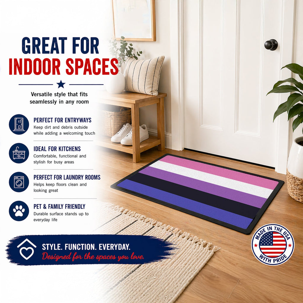 Genderfluid Pride Doormat Indoor Outdoor 18H X 27W Front Door Mat Rugs for Entryway, Non Slip Washable