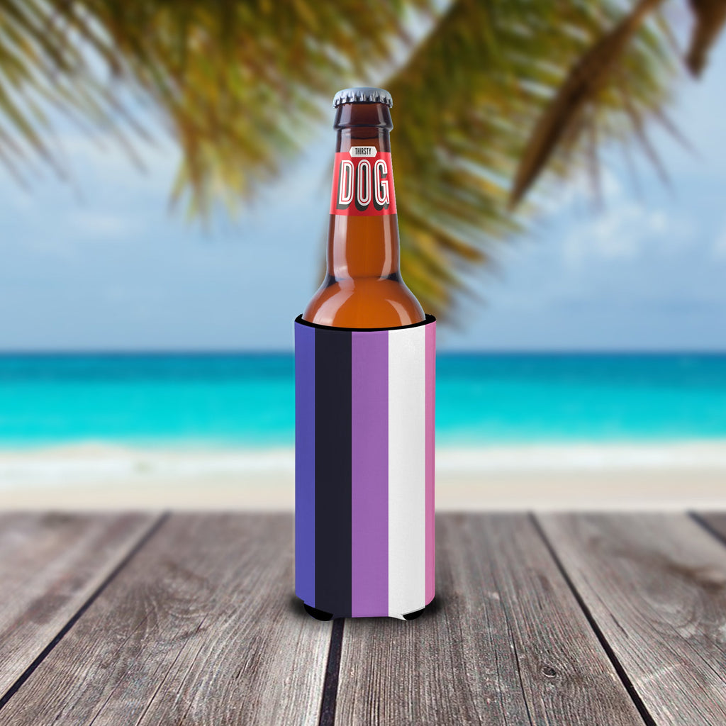 Genderfluid Pride Slim Can Hugger , Insulated Foam Hugger for 12 oz Slim Cans, Beer Bottles & Water Bottles, Printed in USA