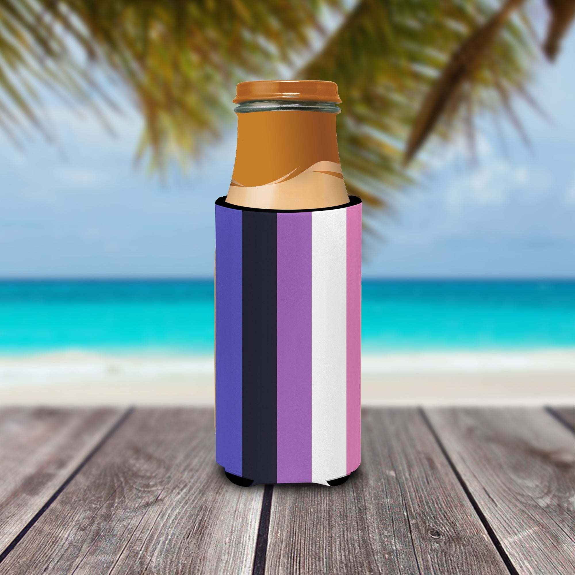 Genderfluid Pride Slim Can Hugger , Insulated Foam Hugger for 12 oz Slim Cans, Beer Bottles & Water Bottles, Printed in USA