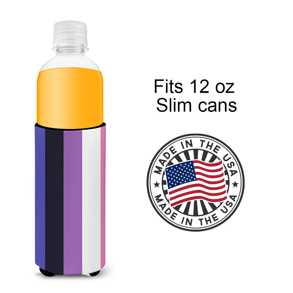Genderfluid Pride Slim Can Hugger , Insulated Foam Hugger for 12 oz Slim Cans, Beer Bottles & Water Bottles, Printed in USA