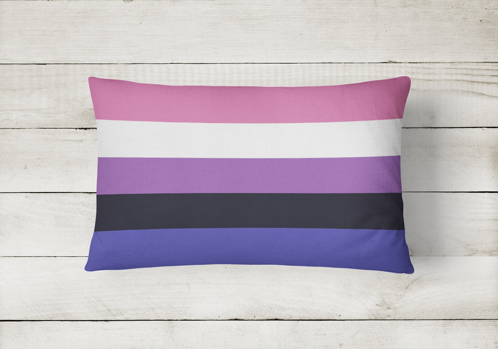 Genderfluid Pride Decorative Throw Pillow 12x16 Indoor Outdoor Accent Cushion, Fabric Cover with Insert for Sofa, Bed, Porch & Living Room