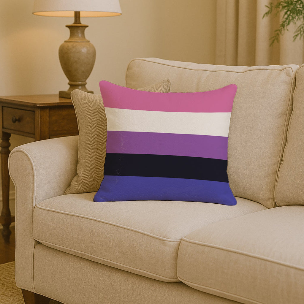 Genderfluid Pride Decorative Throw Pillow 14x14 Indoor Outdoor Accent Cushion, Fabric Cover with Insert for Sofa, Bed, Porch & Living Room