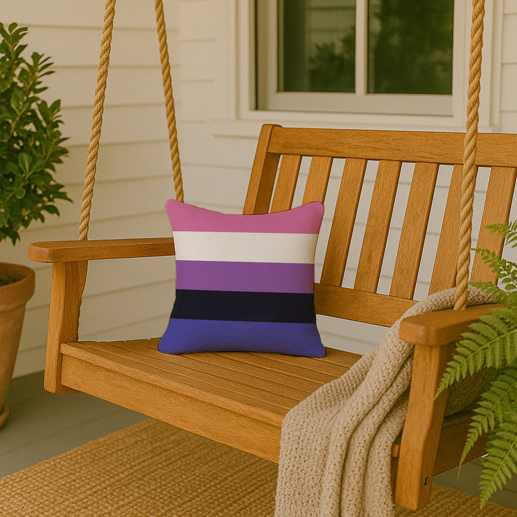 Genderfluid Pride Decorative Throw Pillow 14x14 Indoor Outdoor Accent Cushion, Fabric Cover with Insert for Sofa, Bed, Porch & Living Room