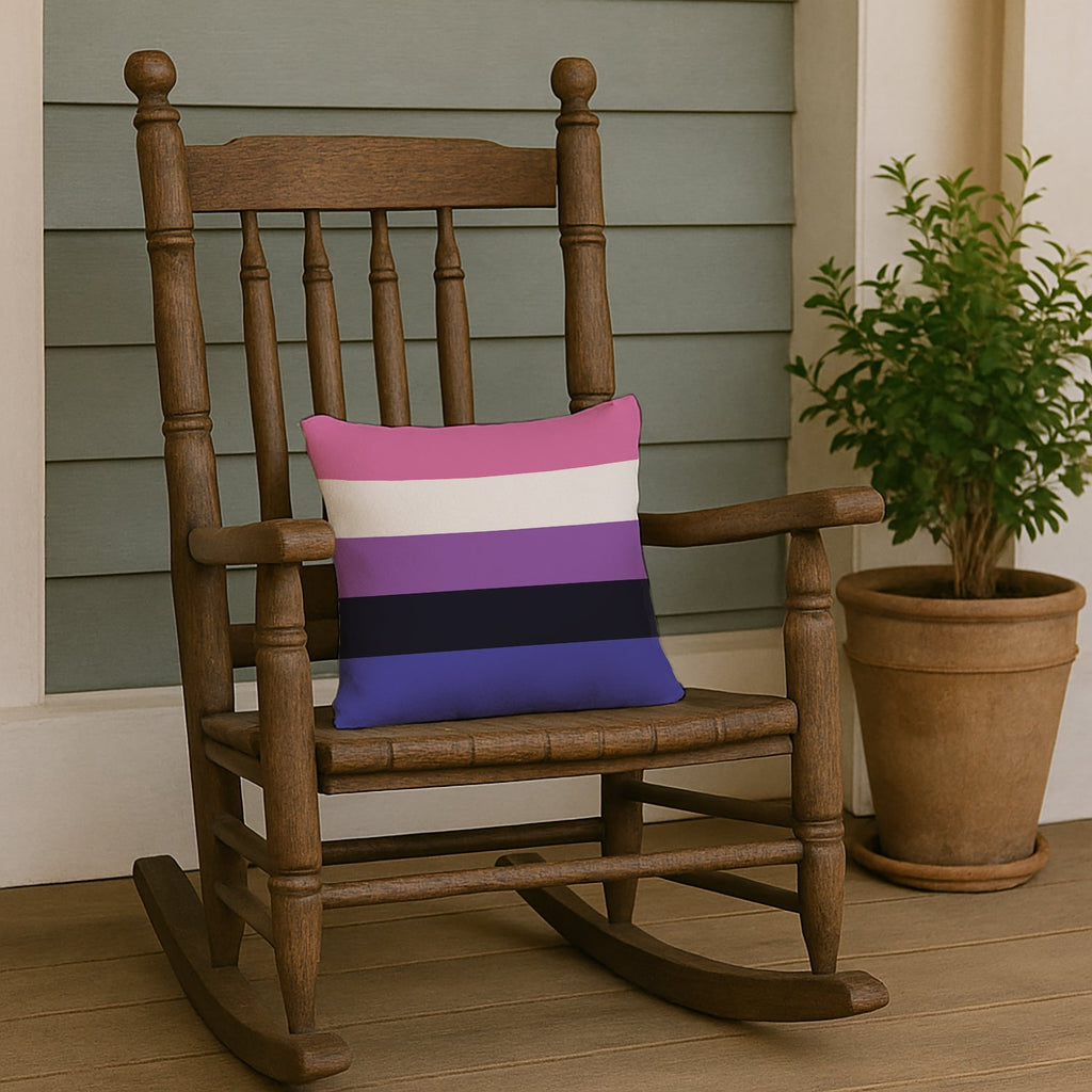 Genderfluid Pride Decorative Throw Pillow 14x14 Indoor Outdoor Accent Cushion, Fabric Cover with Insert for Sofa, Bed, Porch & Living Room