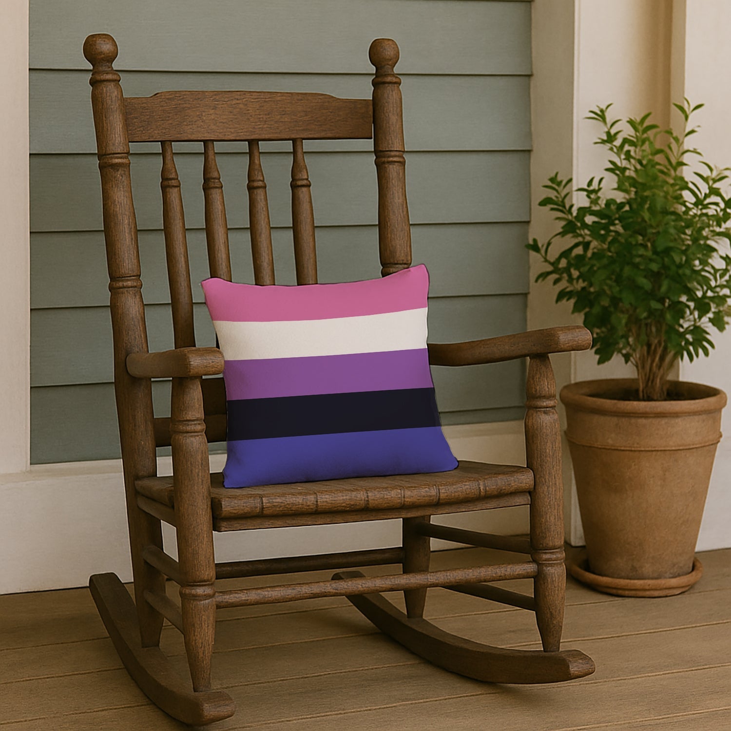 Genderfluid Pride Decorative Throw Pillow 14x14 Indoor Outdoor Accent Cushion, Fabric Cover with Insert for Sofa, Bed, Porch & Living Room