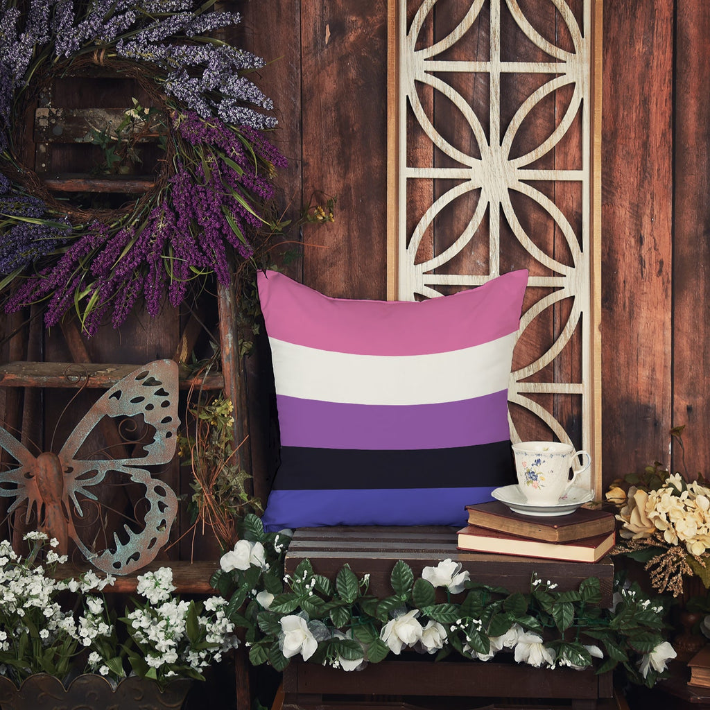 Genderfluid Pride Decorative Throw Pillow 14x14 Indoor Outdoor Accent Cushion, Fabric Cover with Insert for Sofa, Bed, Porch & Living Room