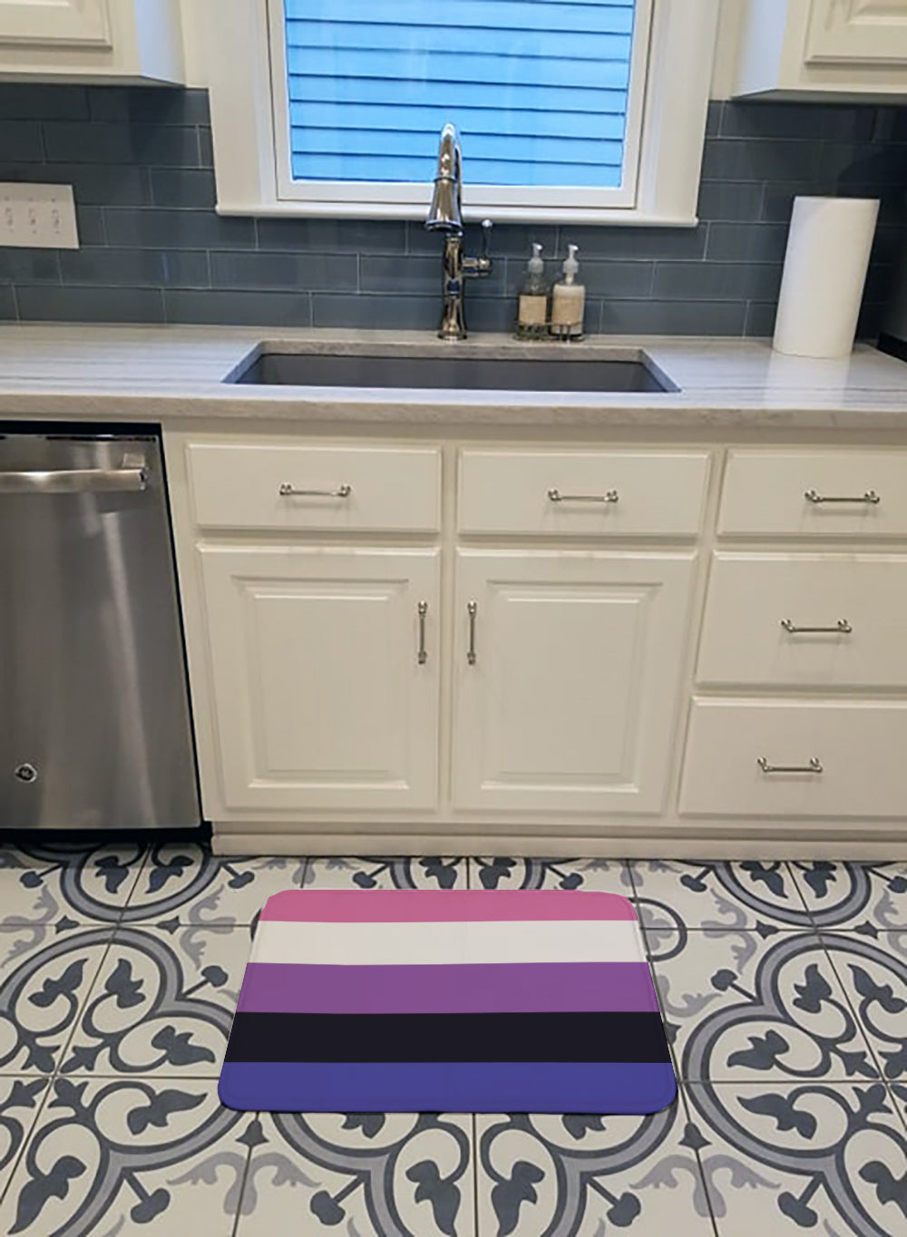 Genderfluid Pride Memory Foam Kitchen Mat Machine Washable Anti-Fatigue Cushion Comfort Bath or Kitchen Rug
