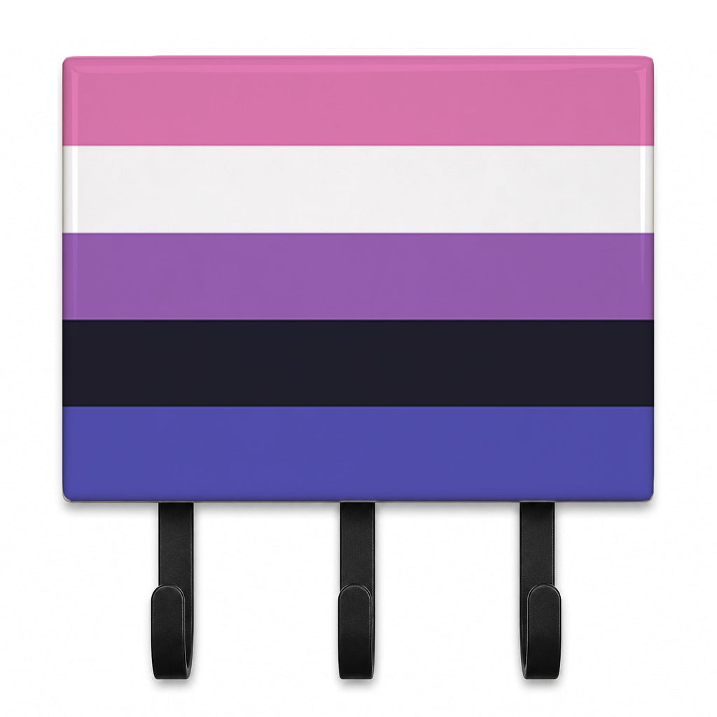 Genderfluid Pride Leash or Key Holder Wall Hooks, Coat Rack Wall Mount, for Hanging Keys, Towels, Aprons, Leashes