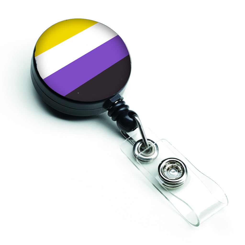Nonbinary Pride Retractable Badge Reel for Nurses ID Badge Holder with Clip Retractable Employee Badge Holder, Belt Clip