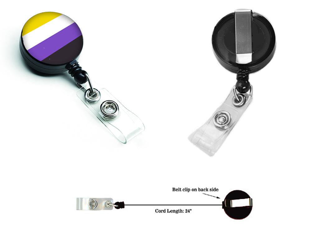 Nonbinary Pride Retractable Badge Reel for Nurses ID Badge Holder with Clip Retractable Employee Badge Holder, Belt Clip