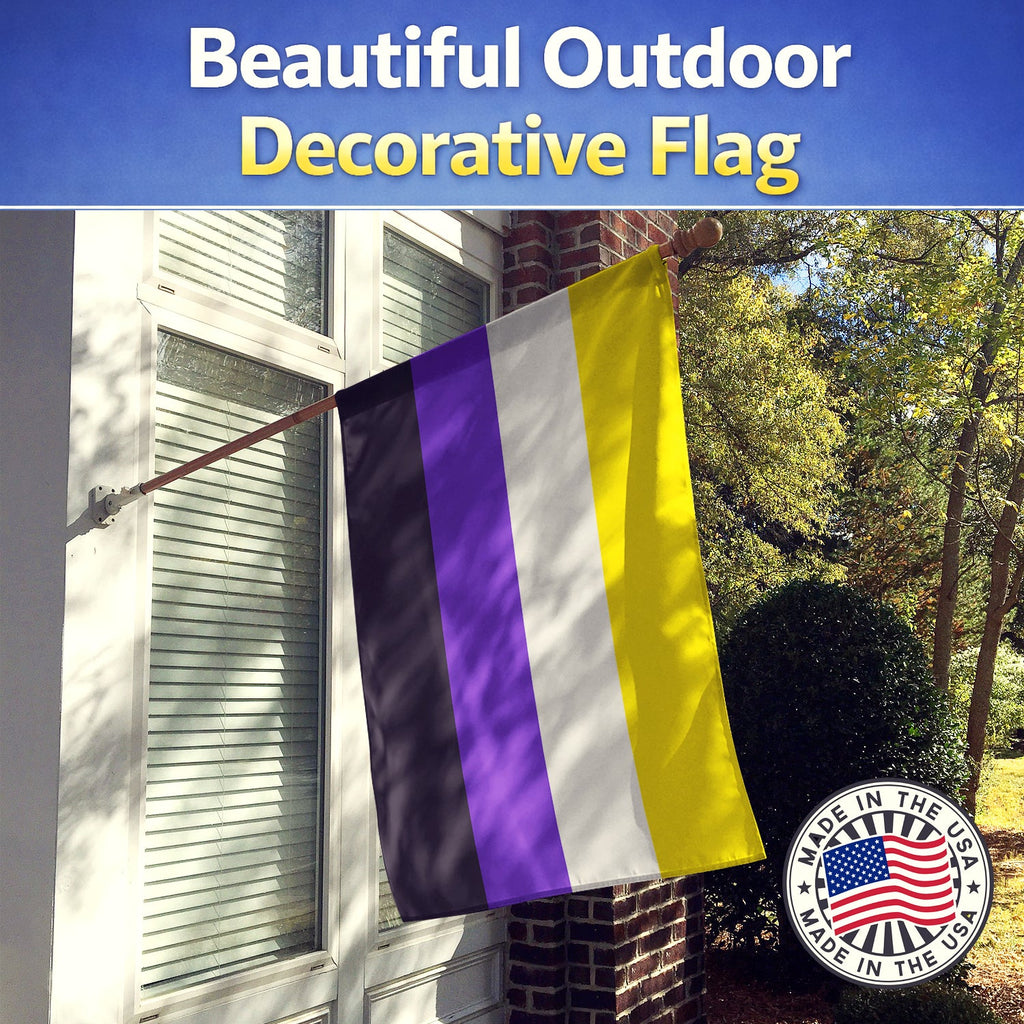 Nonbinary Pride House Flag 28x40 Porch Sleeve Pole Decorative Outside Yard Banner Artwork Wall Hanging, Polyester