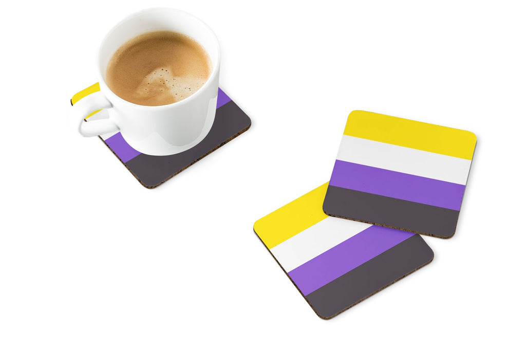 Nonbinary Pride Foam Coasters Set of 4 Cup Coasters for Indoor Outdoor, Tabletop Protection, Anti Slip, Mouse pad Material